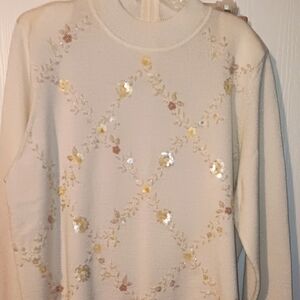 Ivory sequined sweater and pants set